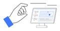 Hand Interacting with Data Analysis on Screen for Digital Research and Online Analytics Royalty Free Stock Photo