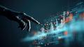 Hand interacting with digital data visualization smart background and ai generated Royalty Free Stock Photo