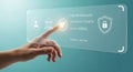 Hand Interacting with Digital Security Interface for Payment Confirmation Royalty Free Stock Photo