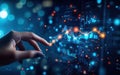 Hand Interacting with Futuristic Data Visualization Royalty Free Stock Photo