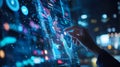 Hand interacting with futuristic digital data screen Royalty Free Stock Photo