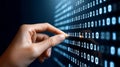 Hand Interacting with Glowing Binary Code, Data Analysis Concept Royalty Free Stock Photo
