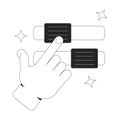 Hand interacting with sliders toggles line onboarding ui illustration