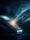 Touchless Payment System Demonstrates Glowing Hand Scan Technology for Seamless Transactions in a Modern Retail Royalty Free Stock Photo
