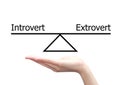 Hand with introvert and extrovert concept