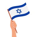 Hand with Israel flag. Israel Independence Day. Illustration vector Royalty Free Stock Photo