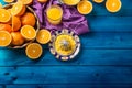 Hand juicer and fresh oranges.Tropical fresh fruits Royalty Free Stock Photo