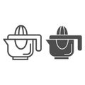 Hand juicer line and glyph icon. Juice squeezer vector illustration isolated on white. Citrus juicer outline style