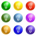 Hand keep global bulb icons set vector Royalty Free Stock Photo