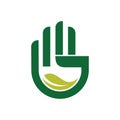 Hand Keep Go Green Leaf Ecology Save the World Logo