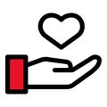 Hand keep heart icon, outline style