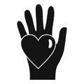 Hand keep heart icon, simple style