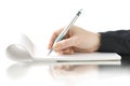 Hand keep pen and writing on the notebook Royalty Free Stock Photo