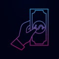 The hand keeps the money nolan icon. Simple thin line, outline vector of banking icons for ui and ux, website or mobile