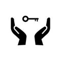Hand with a key. Vector icon Royalty Free Stock Photo
