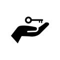 Hand with a key. Vector icon Royalty Free Stock Photo