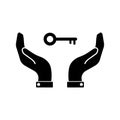 Hand with a key. Vector icon Royalty Free Stock Photo