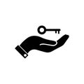 Hand with a key. Vector icon Royalty Free Stock Photo