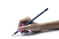 Hand of kids catching pencil by silicone, Helps to capture the pencil of children correctly Ergonomically correct writing.