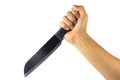 Hand with kitchen knife isolated Royalty Free Stock Photo