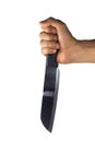 Hand with kitchen knife isolated Royalty Free Stock Photo