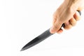 Hand with kitchen knife isolated Royalty Free Stock Photo