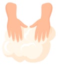 Hand kneading dough. Baking pastry preparation icon