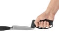 Hand with knife sharpener