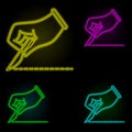 Hand , knife, surgery neon color set icon. Simple thin line, outline vector of anti age icons for ui and ux, website or mobile