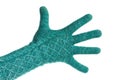 Hand in knitted green gloves isolated Royalty Free Stock Photo