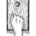 Hand knock door engraving vector illustration