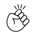 Hand knocking on door icon. Pictogram isolated on a white background