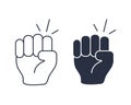 Hand knocking on door icon. Vector illustration. Agression symbol,violence, fist of fury icon. Solid and linear vector