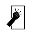 Hand knocking on door logo icon, fist knocking sign - for stock