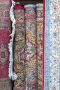 Hand knotted carpets on display for sale in Muttrah Souk, Muscat, Oman, Middle East