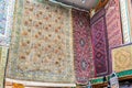 Hand knotted persian carpets on display in a shop Muttrah Souk, in Mutrah, Muscat, Oman, Middle East