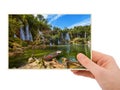 Hand and Kravice waterfall in Bosnia and Herzegovina (my photo)