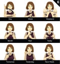 Manga Style Sign Language Set 6 Day Royalty Free Stock Photo