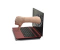 Hand from Laptop. Royalty Free Stock Photo