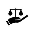 Hand and law icon. law abiding icon. Editable stroke