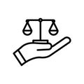 Hand and law line icon. law abiding icon.