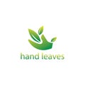 Hand leaf logo illustration with color vector design template Royalty Free Stock Photo