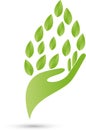 Hand, leaves, naturopath logo Royalty Free Stock Photo