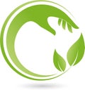 Hand and leaves, naturopath and wellness logo