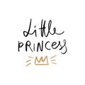 Hand lettered baby princess label, fairy tale concept, lettering text card