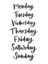 Hand Lettered Days of the Week Royalty Free Stock Photo
