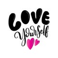 Hand Lettered Love Your Self On White Background Royalty Free Stock Photo