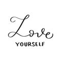 Hand Lettered Love Your Self On White Background Royalty Free Stock Photo