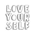 Hand Lettered Love Your Self On White Background Royalty Free Stock Photo