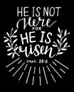 Hand lettering Bible Verse He is risen. Easter